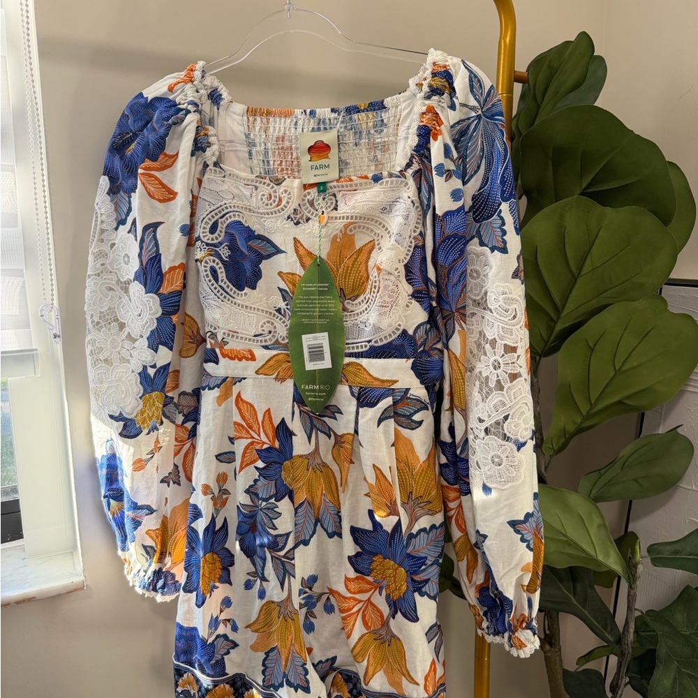 FARM Rio Floral Blouse in Blue and Orange - Picture 10 of 10